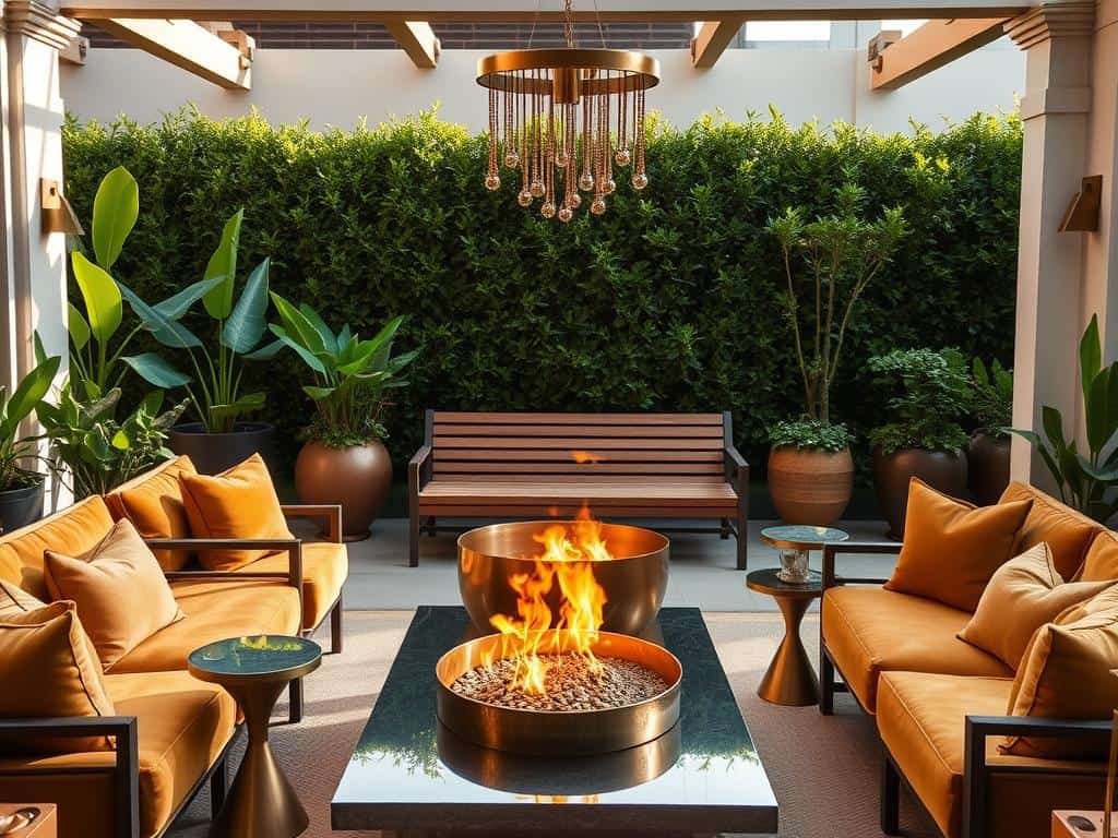 Metallische Accessoires und Möbel