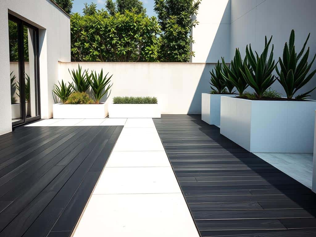 Schwarz-Weiß Terrassenmaterialien