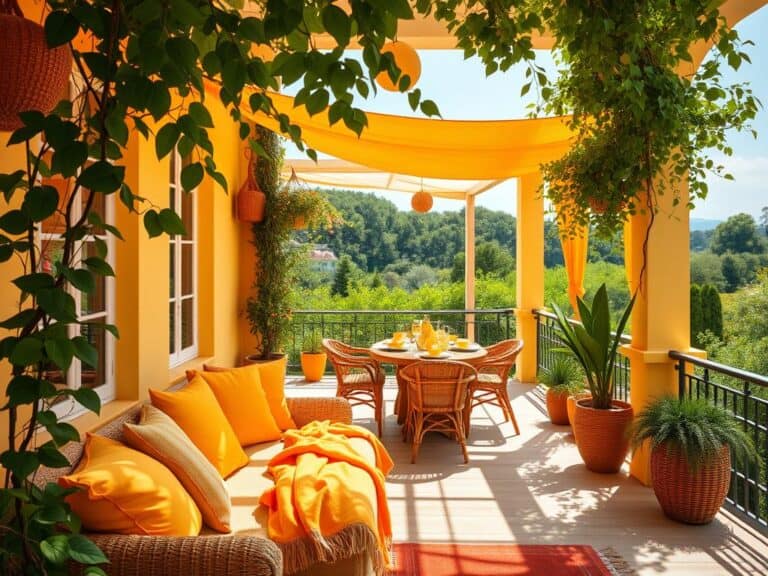 Mehr über den Artikel erfahren Sommerliche Terrassen mit Gelb und Orange als Leitfarben