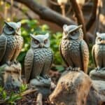 Eulen-Figuren aus Stein für naturnahe Landhaus-Dekoration