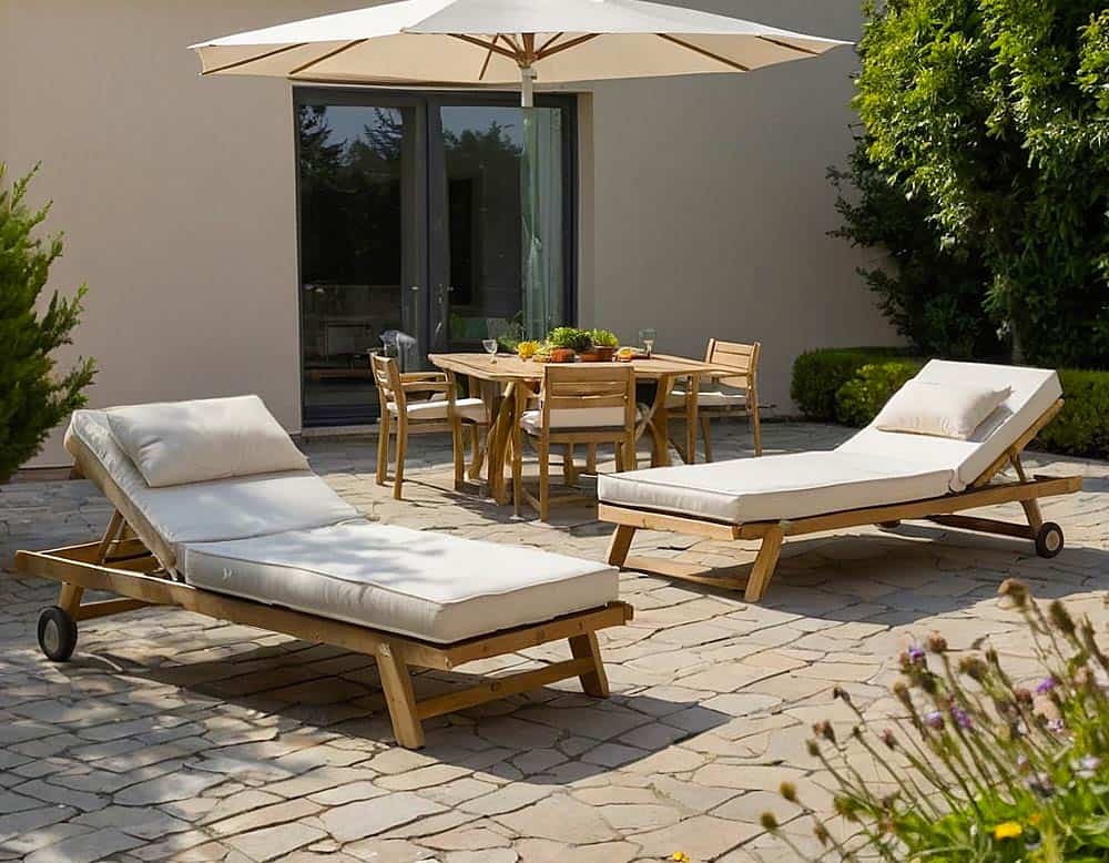 Gartenliege mit verstellbare Rückenlehne aus Holz