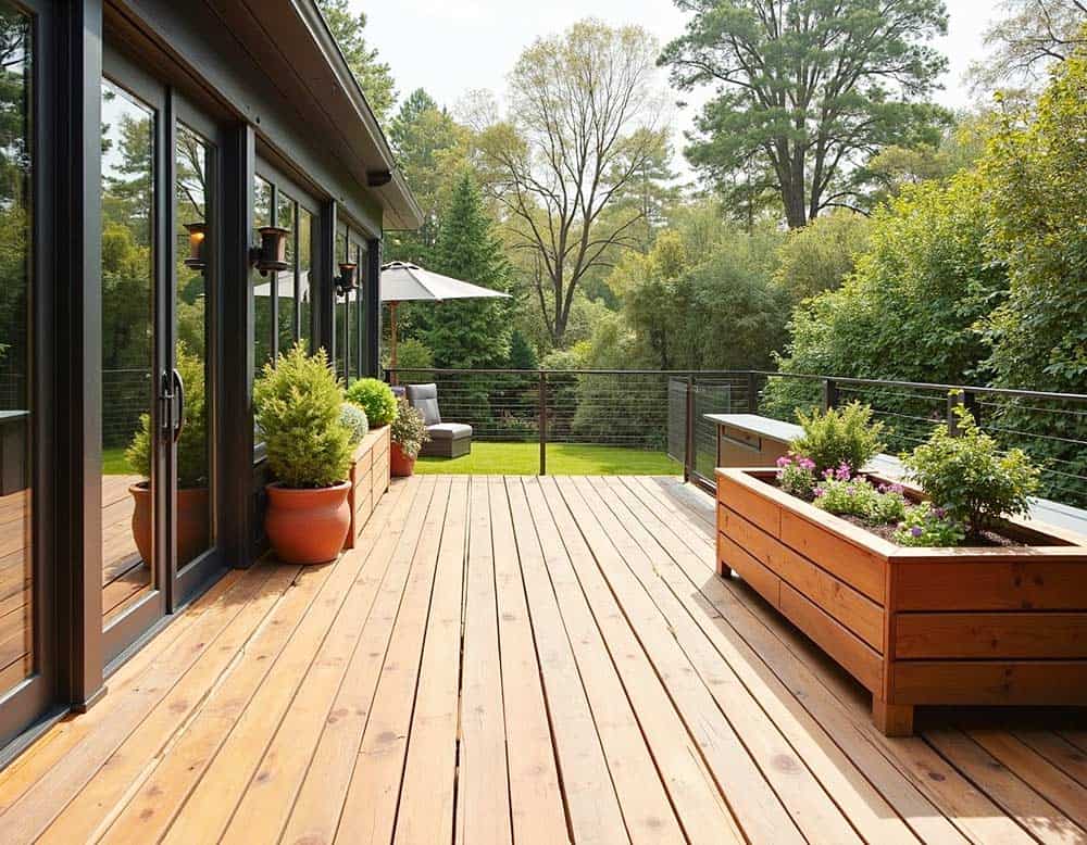 Terrasse mit Douglasie-Terrassendielen Terrasse mit Douglasie-Terrassendielen