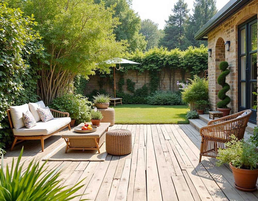 Gestaltungsideen einer Terrasse mit Lärche-Terrassendielen Gestaltungsideen einer Terrasse mit Lärche-Terrassendielen