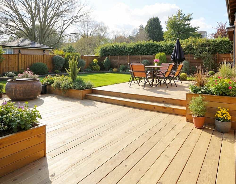 Schöne Terrasse mit Lärche-Terrassendielen Schöne Terrasse mit Lärche-Terrassendielen