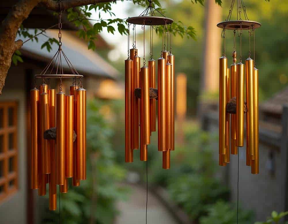 Windspielen aus Metallfarben