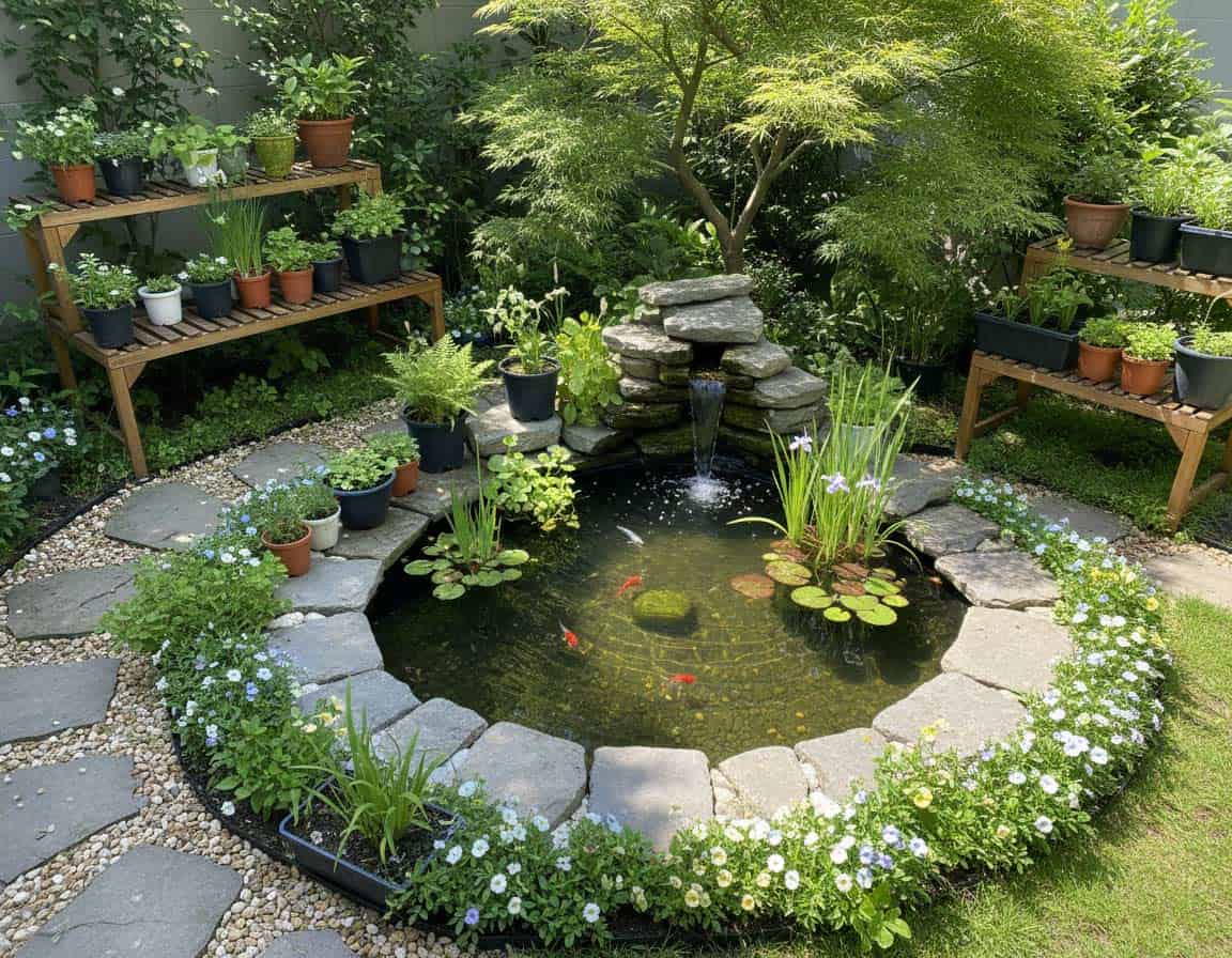 Wassergarten auf kleiner Fläche mit Mini Teich Wassergarten auf kleiner Fläche mit Mini Teich