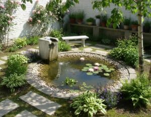 Mehr über den Artikel erfahren Wassergarten auf kleiner Fläche mit Mini Teich oder Wasserschale