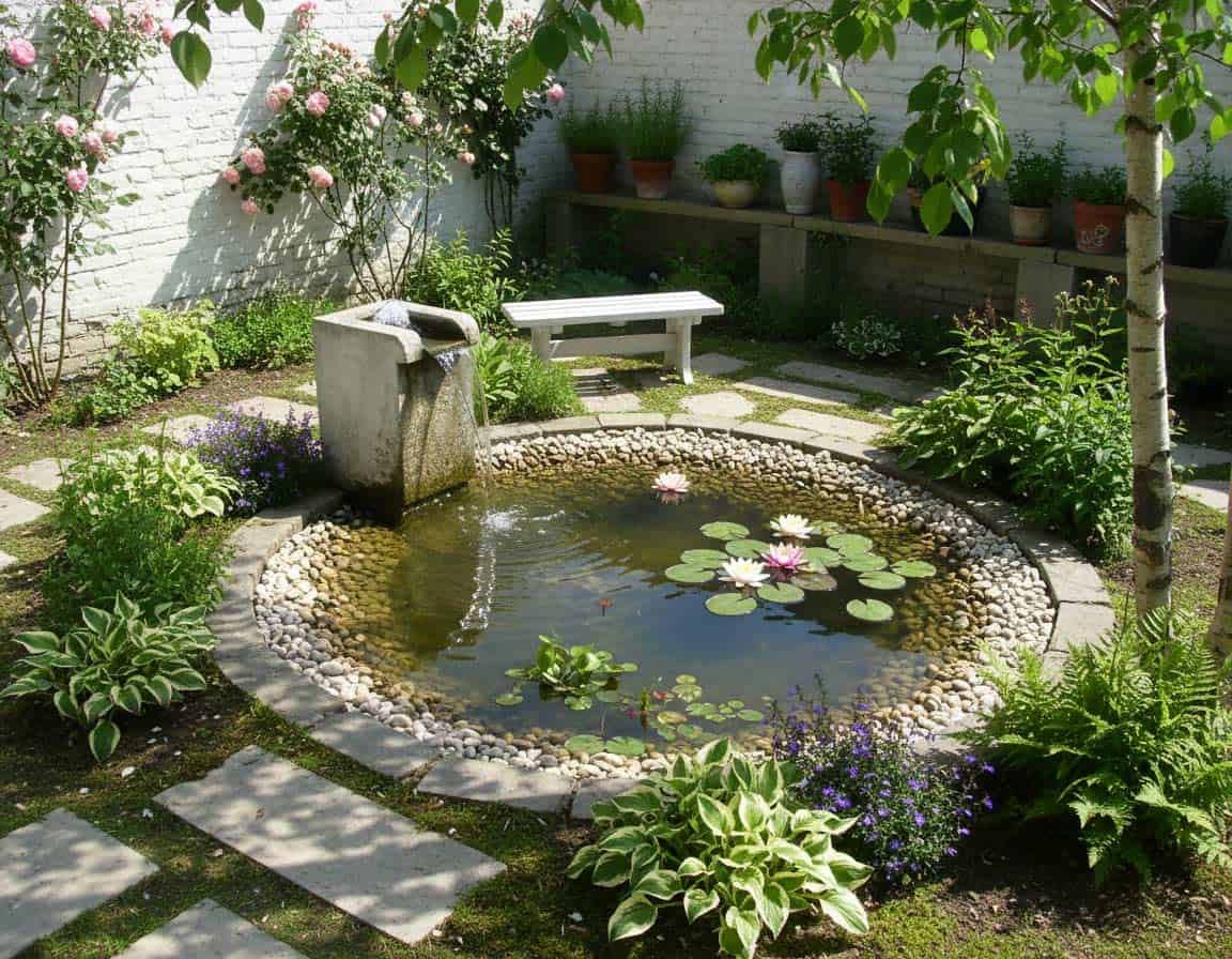 Wassergarten auf kleiner Fläche mit Mini Teich oder Wasserschale