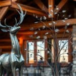 Hirsche aus Metall für rustikale Chalet-Terrassen