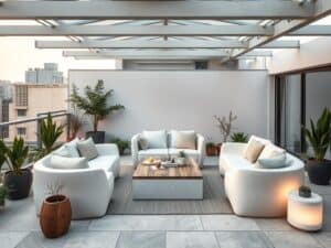 Mehr über den Artikel erfahren Leichte Möbel aus Fiberglas für flexible Dachterrassennutzung verwenden