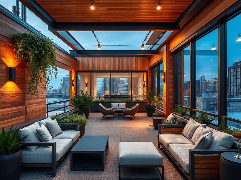 kontrastreiche Dachterrassenideen