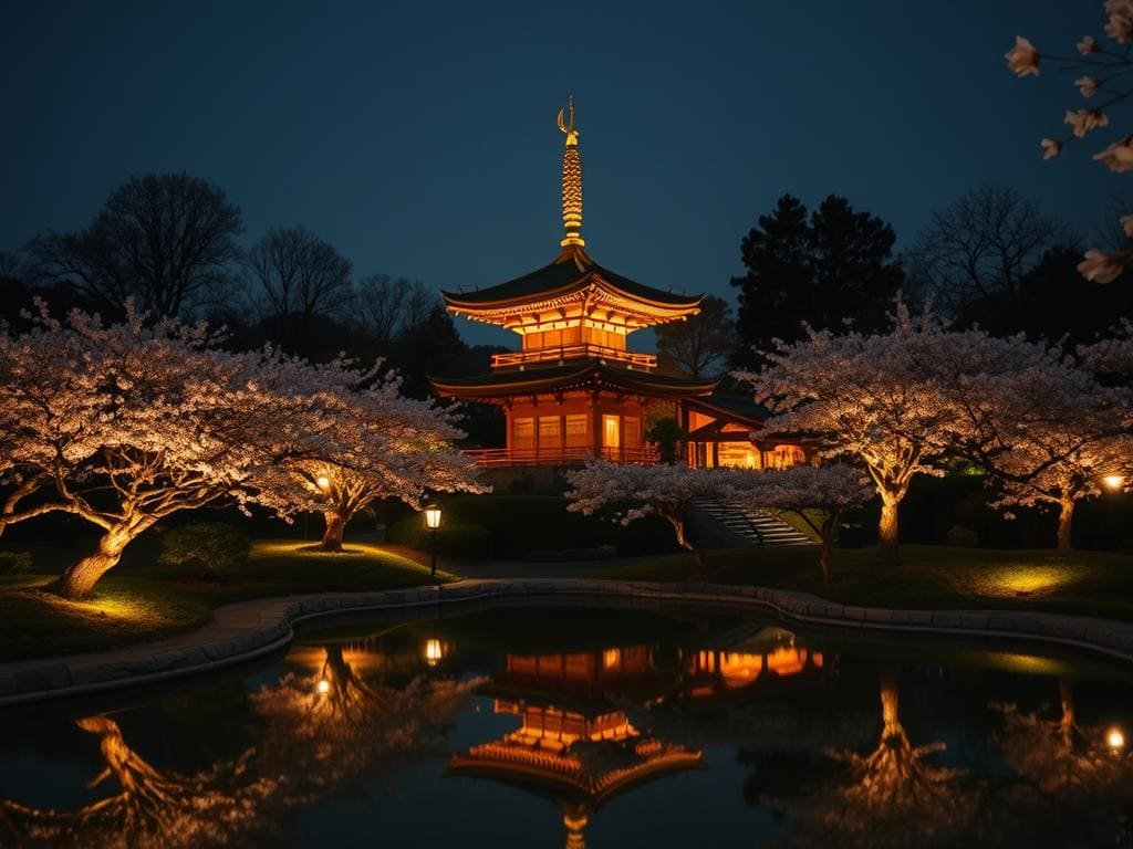 LED-Beleuchtung japanischer Garten