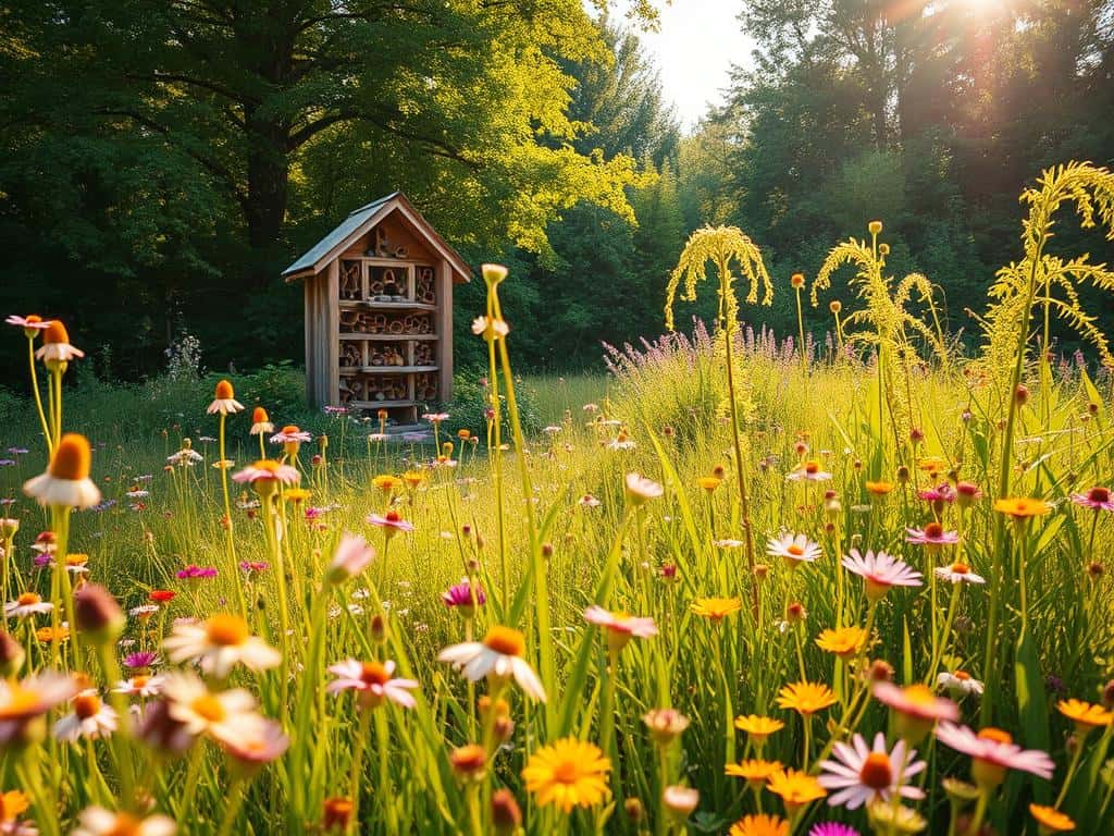 Du betrachtest gerade Naturgarten mit Insektenhotel und Wildblumenwiese kombinieren