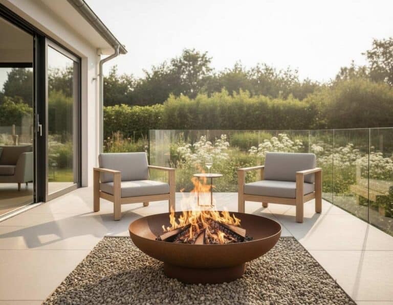 Mehr über den Artikel erfahren Feuerschale auf der Terrasse – Materialien, Modelle und Atmosphäre für Herbstabende