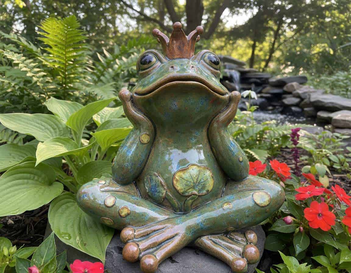 Keramikfrosch mit Krone Keramikfrosch mit Krone