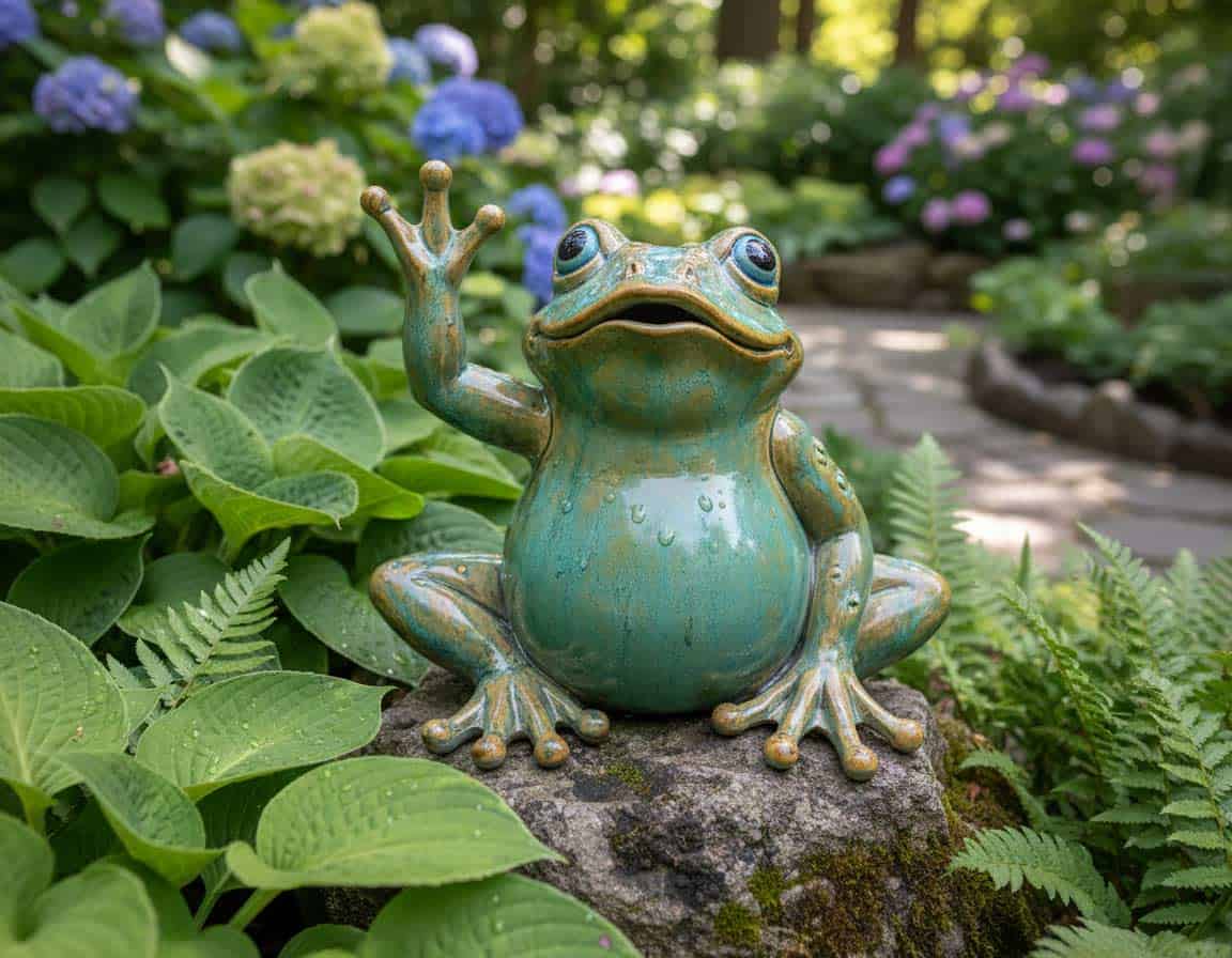 Frosch aus Keramik als Gartendeko Frosch aus Keramik als Gartendeko