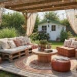 Terrassen im Boho Stil mit warmen Erdtönen und Mustern