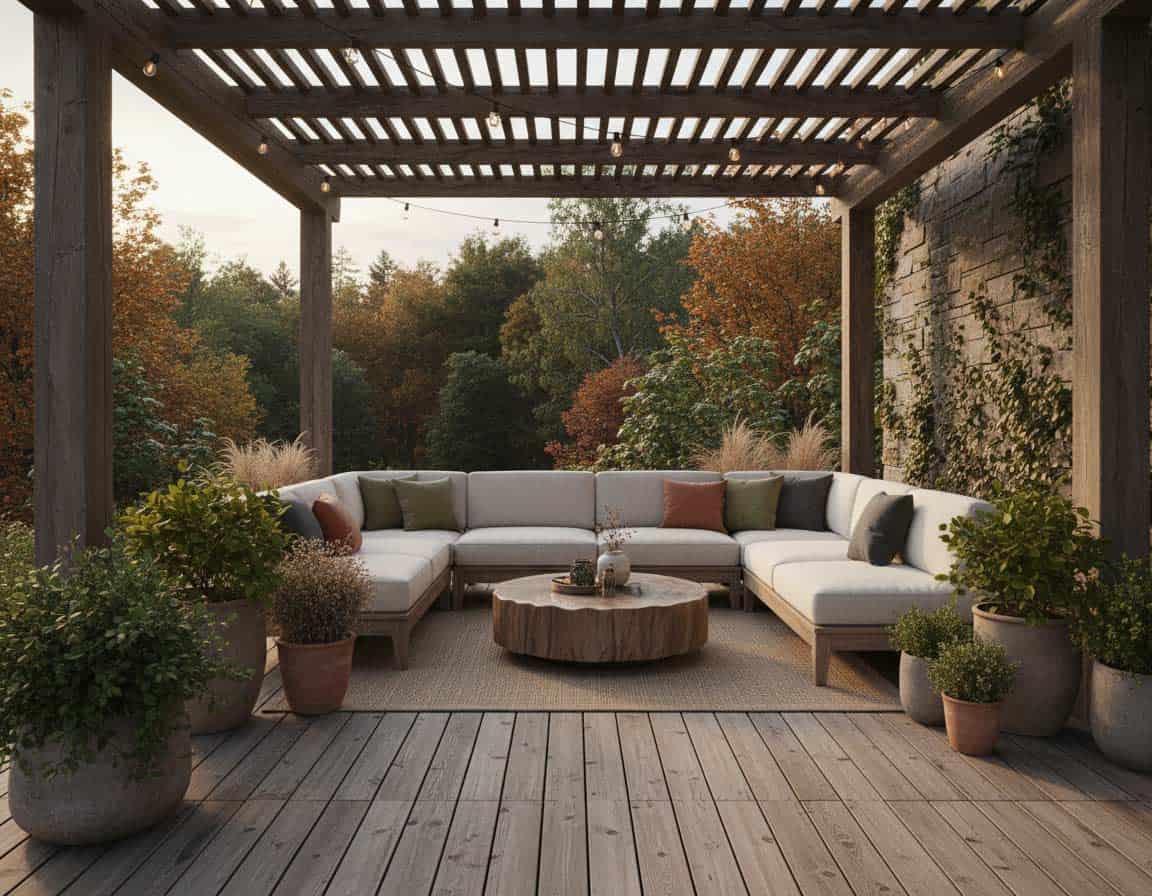 Terrasse im natürlichen Stil mit Holz Terrasse im natürlichen Stil mit Holz