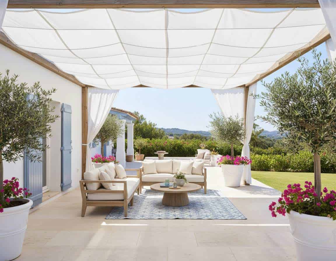 Terrasse beschatten mit Sonnensegel