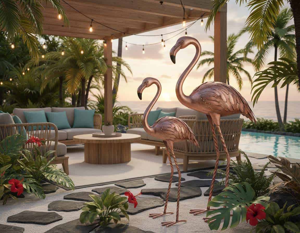 Metall Flamingos als Deko Metall Flamingos als Deko