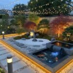 Japanischer Garten in Kombination mit moderner LED Beleuchtung