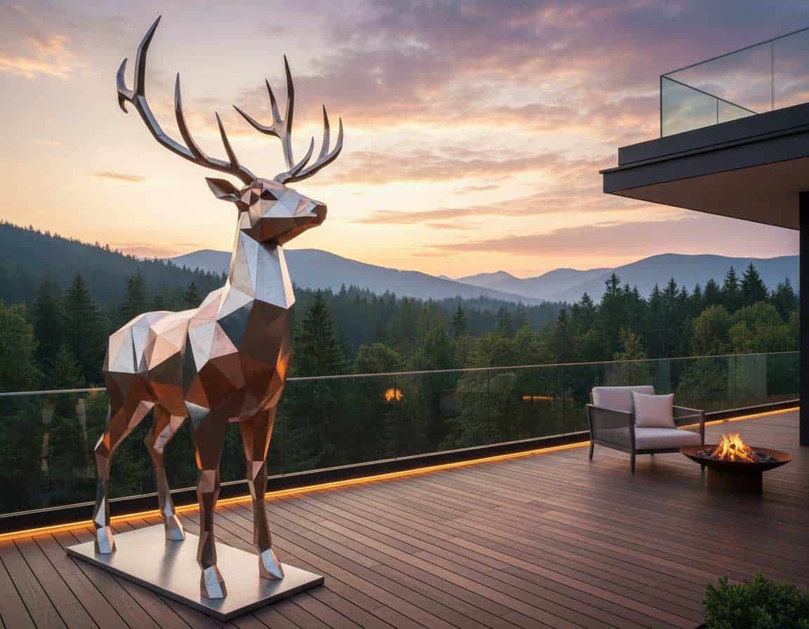 Metall Hirsch als Terrassendeko Metall Hirsch als Terrassendeko