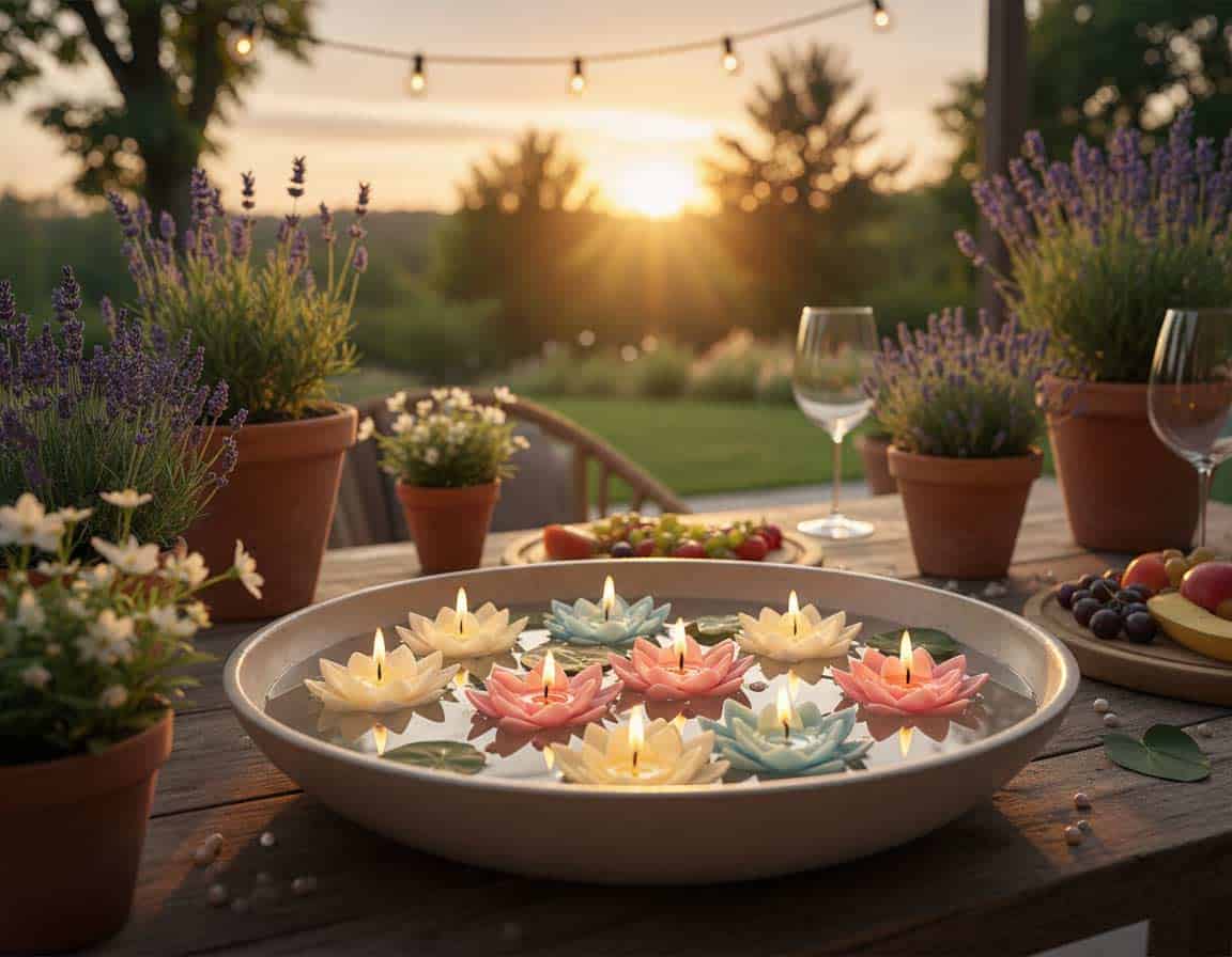 Schwimmkerzen für festliche Sommertage im Garten oder auf der Terrasse