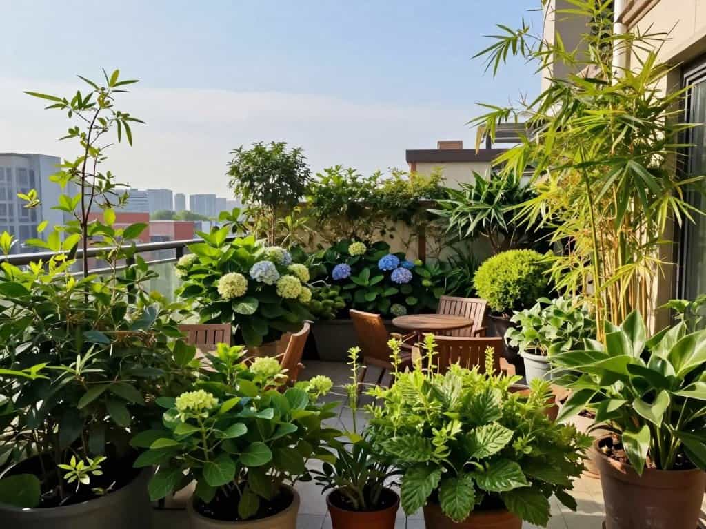 Sichtschutz mit Pflanzen auf der Terrasse