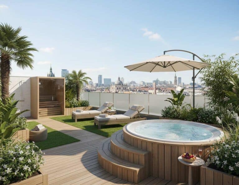 Mehr über den Artikel erfahren Dachterrassen als Wellnessbereich mit Whirlpool gestalten