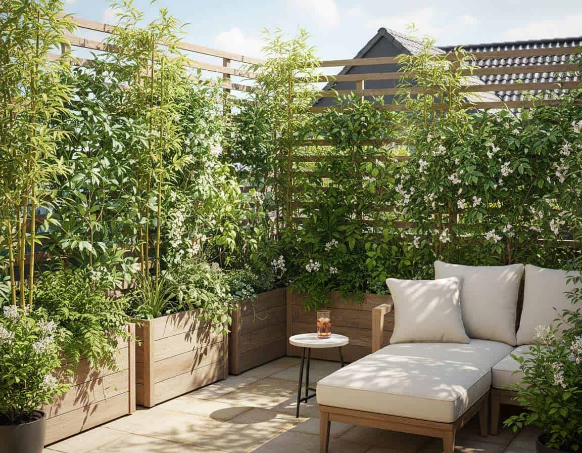 Sichtschutz mit Pflanzen auf der Terrasse