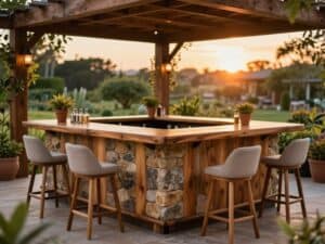 Mehr über den Artikel erfahren Bar auf der Terrasse selbst bauen – Ideen aus Holz und Stein