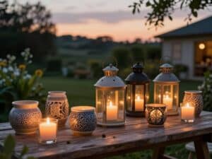 Mehr über den Artikel erfahren Kerzen und Windlichter draußen – welche Materialien wetterfest sind