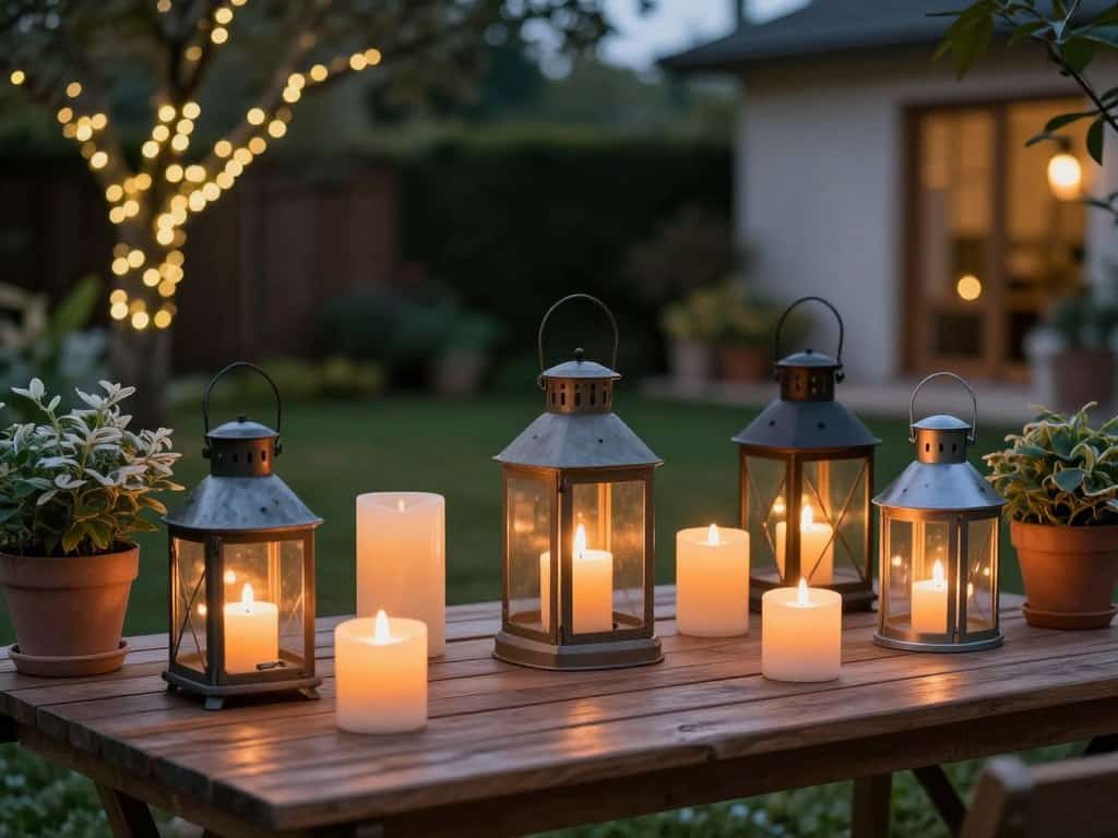 Kerzen und Windlichter draußen sicher platzieren
