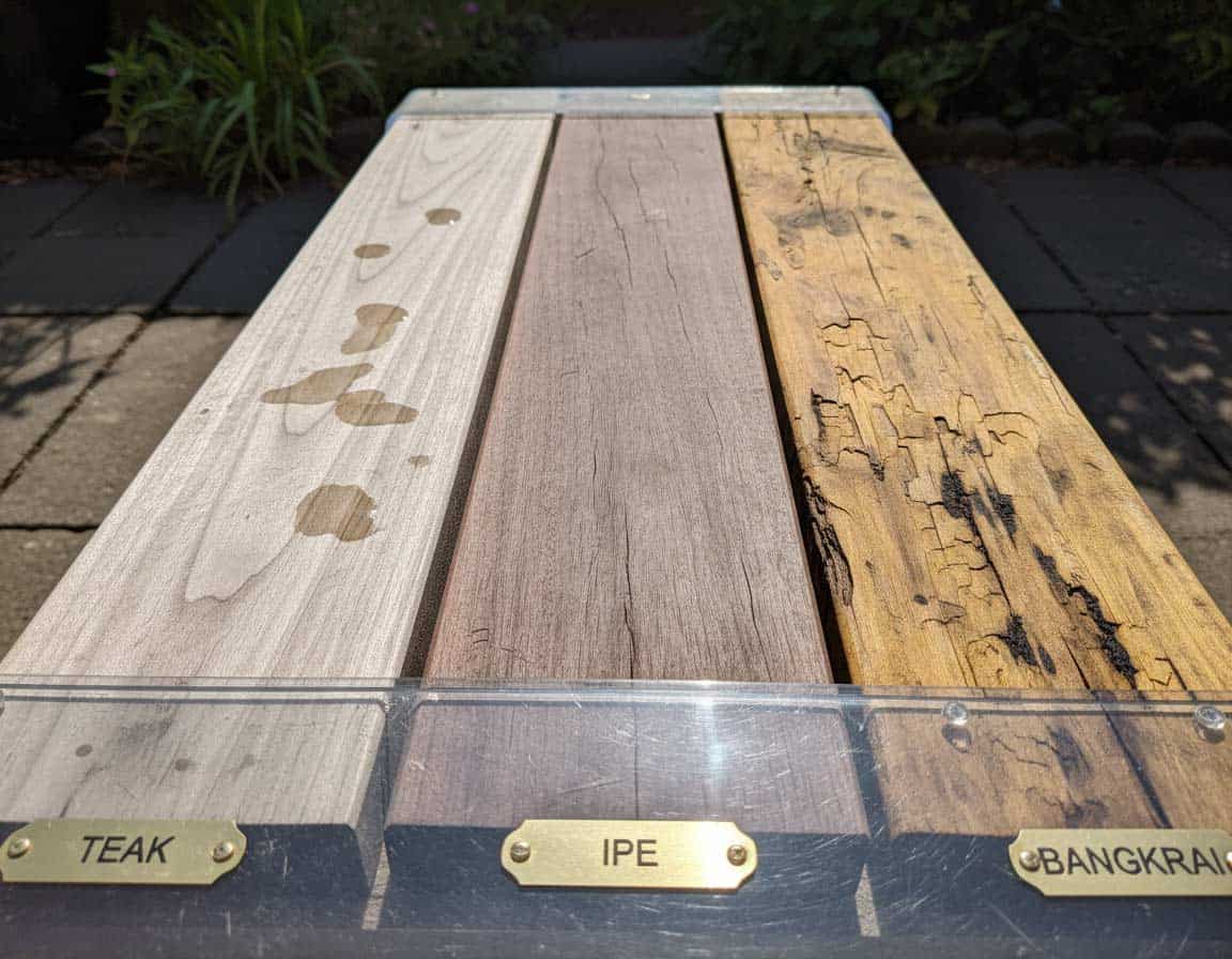 Witterungsbeständigkeit von Teak, Ipe und Bangkirai Witterungsbeständigkeit von Teak, Ipe und Bangkirai