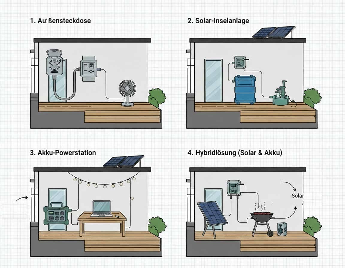 Stromversorgung auf der Terrasse nachrüsten Stromversorgung auf der Terrasse nachrüsten
