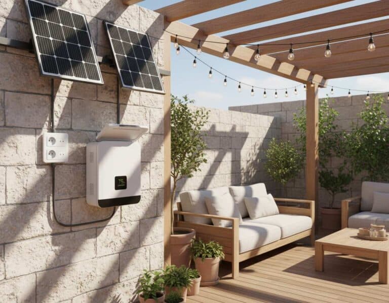 Mehr über den Artikel erfahren Stromversorgung auf der Terrasse nachrüsten – Außensteckdose, Solar, Akku