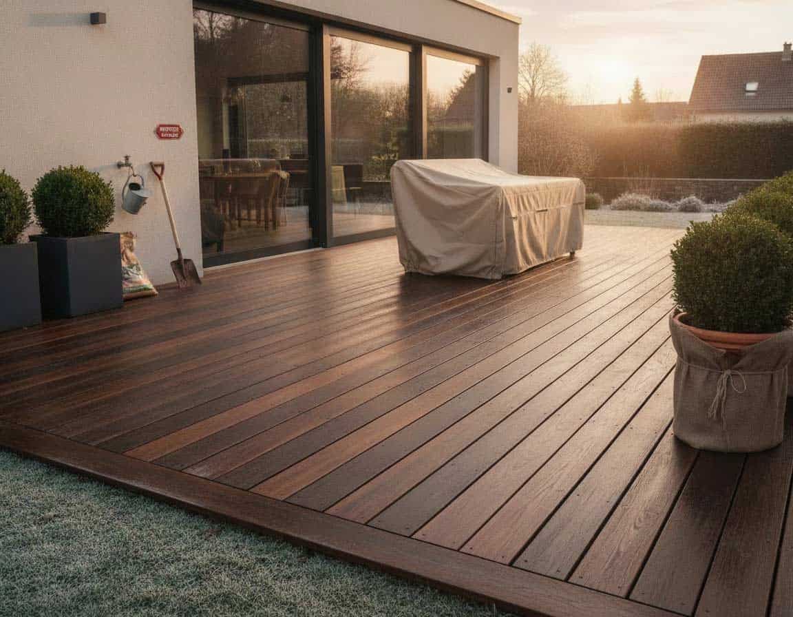 Winterfest gemachte Terrasse